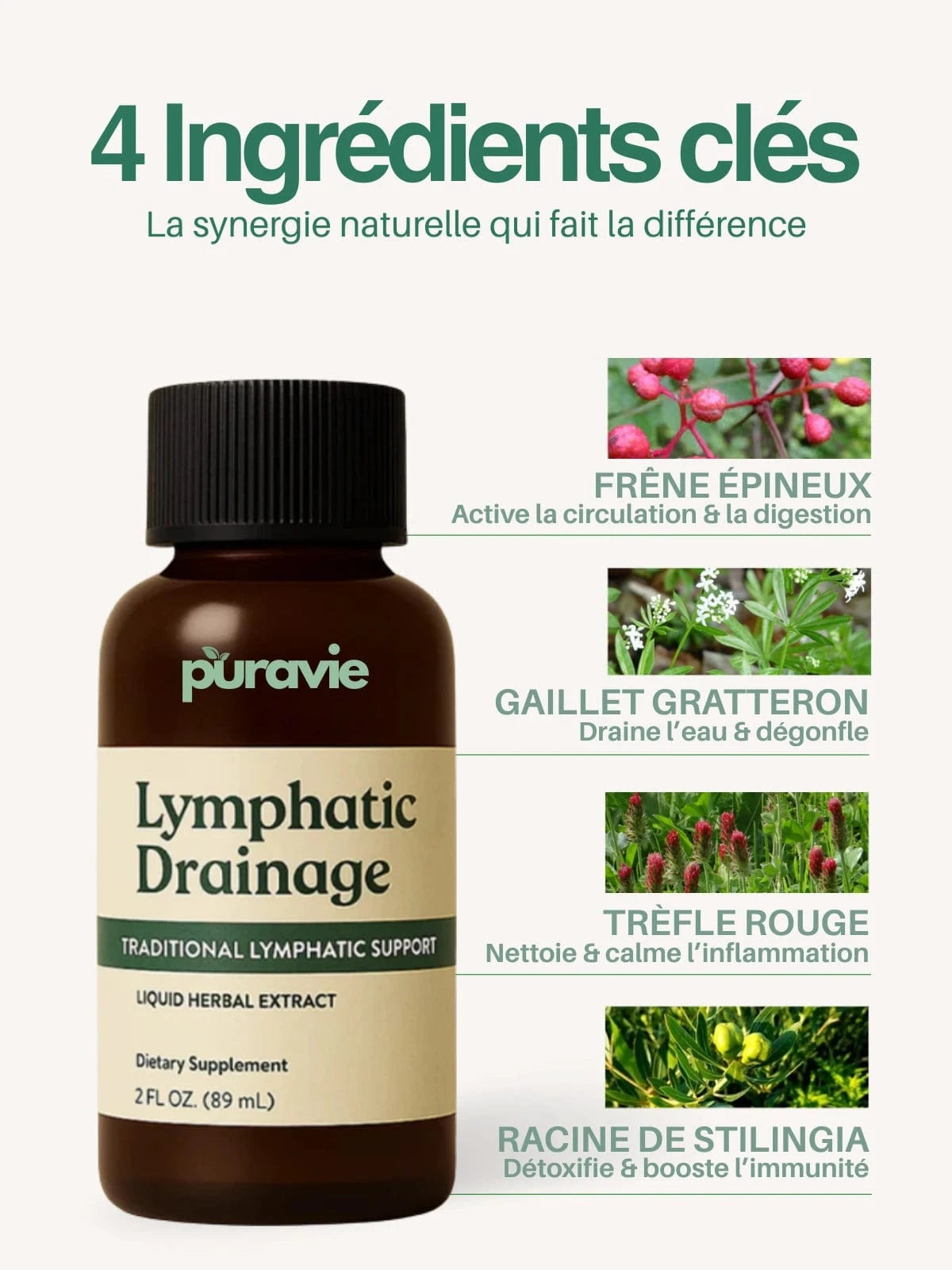 Puravie Flow - Gouttes pour drainage lymphatique - Puravie