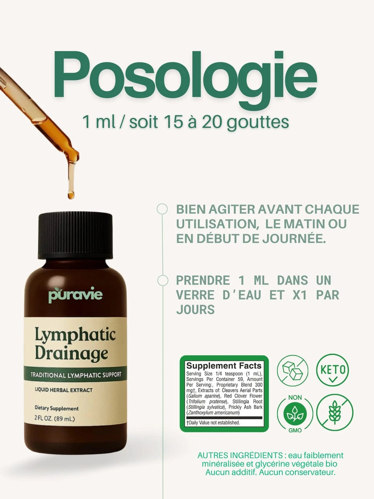 Puravie Flow - Gouttes pour drainage lymphatique - Puravie